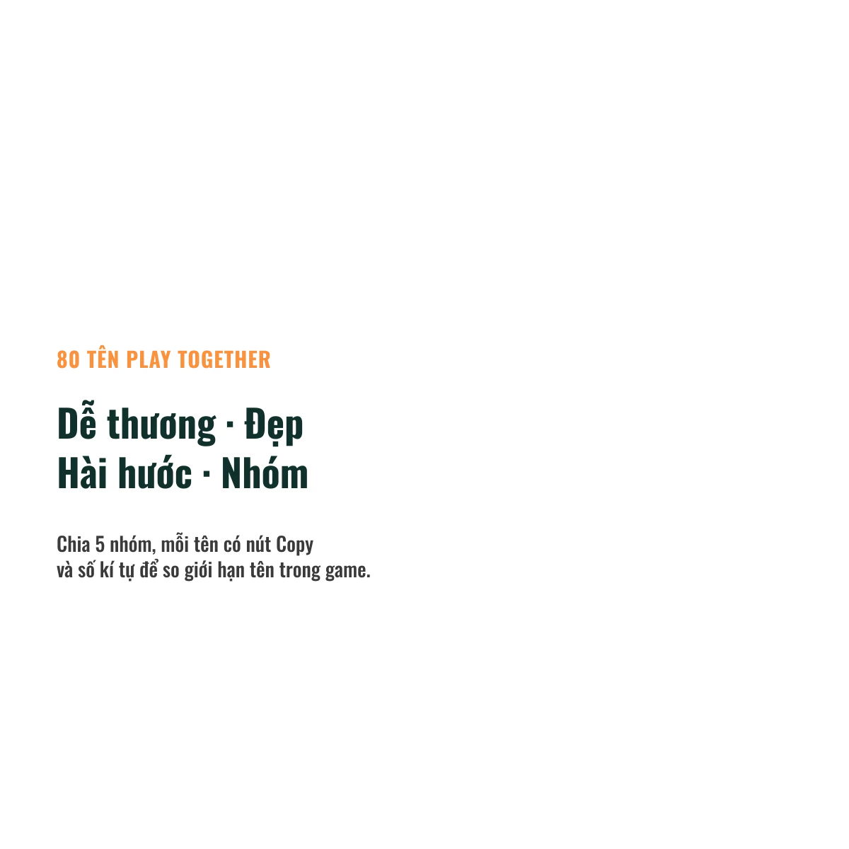 80 tên Play Together dễ thương, đẹp